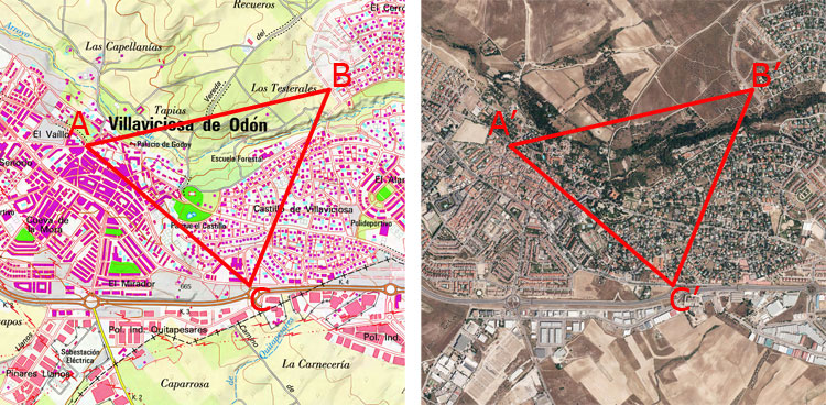 Ejemplo del cálculo de la escala por el método del triángulo